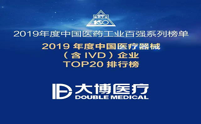 Świadek, że siła Double Medical została wymieniona w TOP20 firm produkujących urządzenia medyczne   w   Chiny